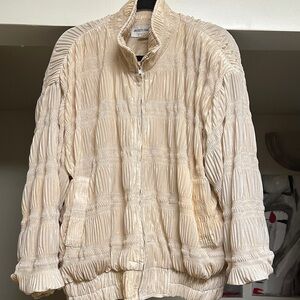 Cream Textured Zip-Up Jacket